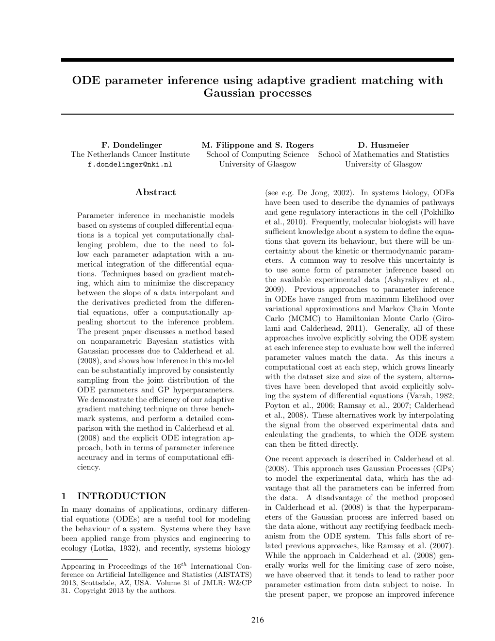 First page of ODE parameter inference paper